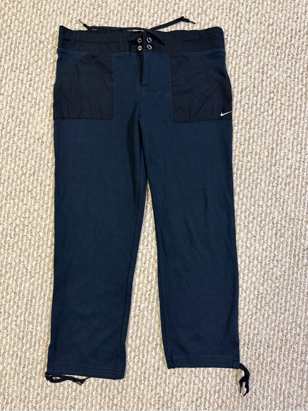 EUC Nike Drawstring Cropped Pants - Navy
